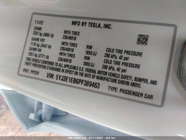 Tesla MODEL 3 2023 5YJ3E1EB6PF389463 Image 10