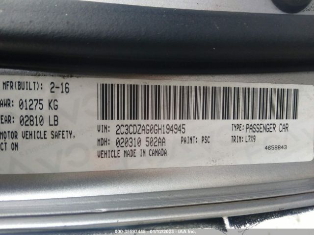 2C3CDZAG0GH194945 Dodge Challenger Sxt