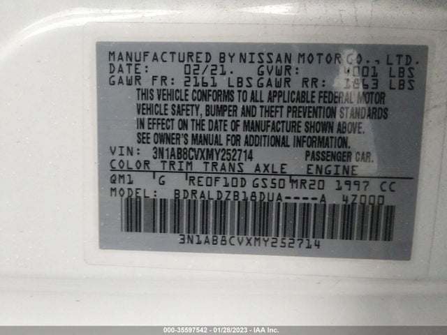 2021 Nissan Sentra, VIN: 3N1AB8CVXMY252714
