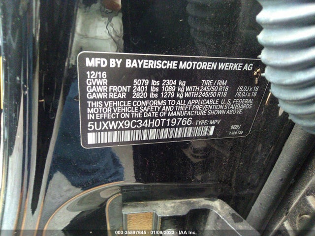 2017 BMW X3, VIN: 5UXWX9C34H0T19766