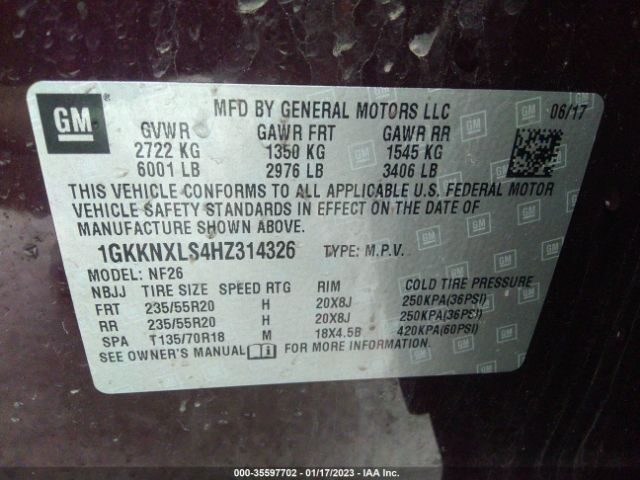 1GKKNXLS4HZ314326 GMC Acadia Denali