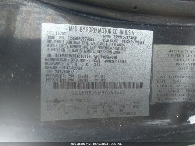 Lincoln Town Car 2003 1L1FM81W23Y650127 Image 10