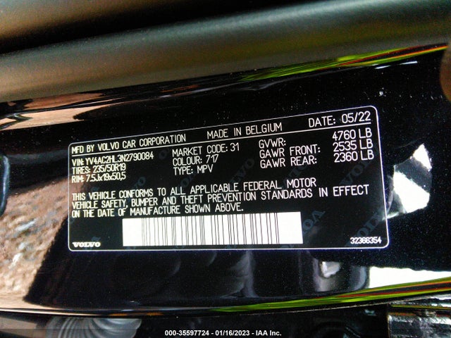 2022 Volvo XC40, VIN: YV4AC2HL3N2790084
