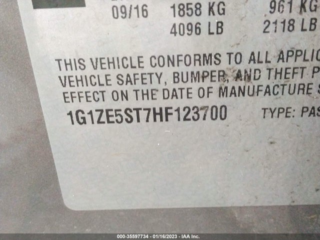 Chevrolet MALIBU LT 2017 1G1ZE5ST7HF123700 Image 9