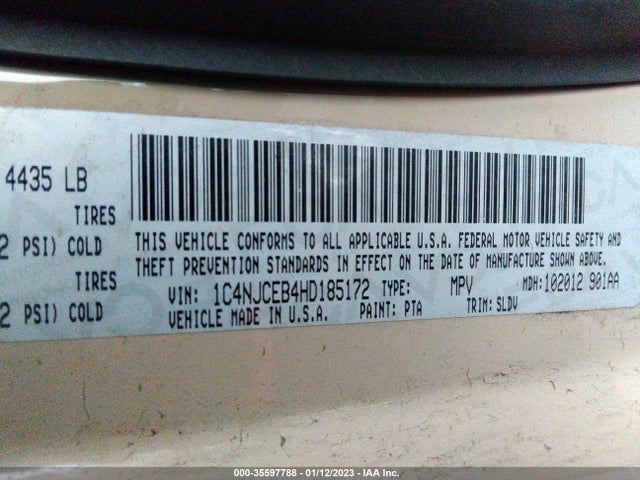 1C4NJCEB4HD185172 Jeep Compass High Altitude Fwd