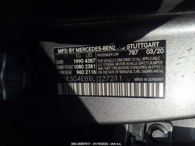 W1K3G4EB8LJ227211 Mercedes-Benz A-class A 220