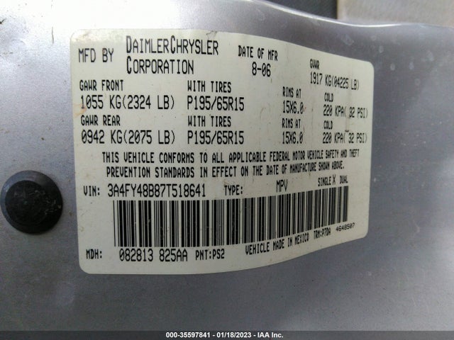 3A4FY48B87T518641 Chrysler Pt Cruiser