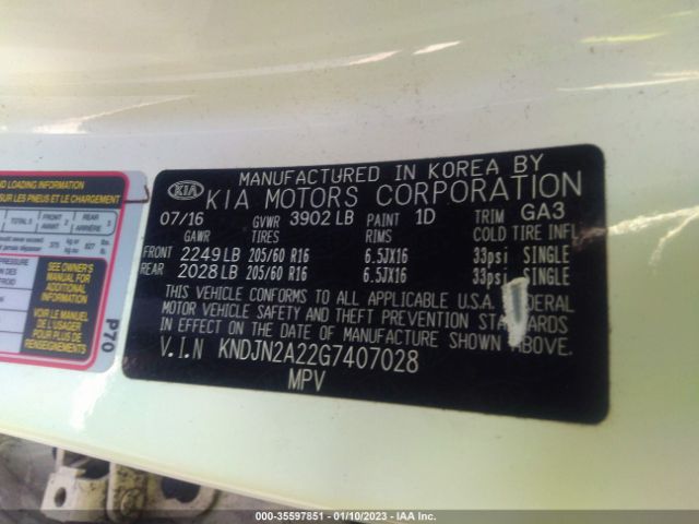 KNDJN2A22G7407028 KIA Soul Base