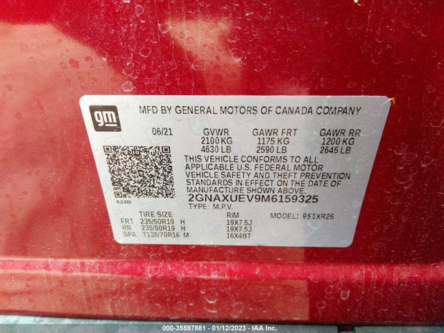 Chevrolet EQUINOX LT 2021 2GNAXUEV9M6159325 Image 9