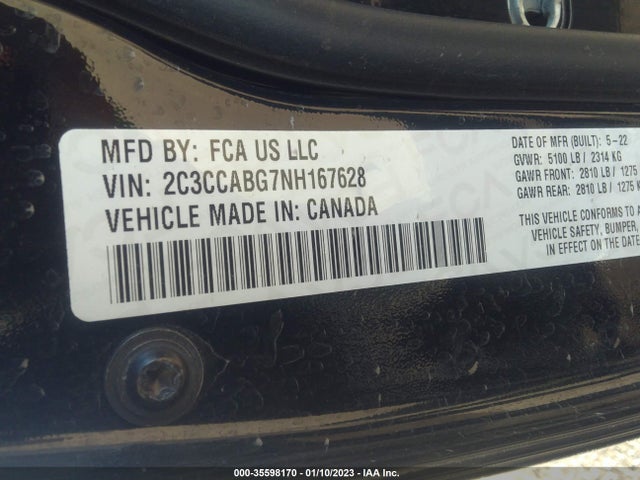 2022 Chrysler 300, VIN: 2C3CCABG7NH167628