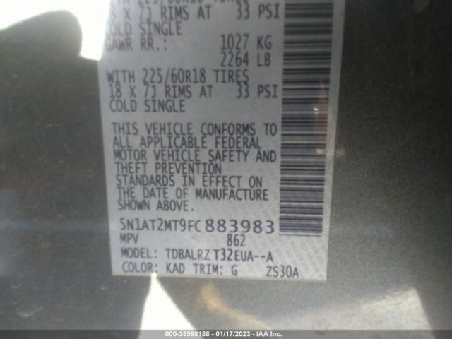 5N1AT2MT9FC883983 Nissan Rogue Sl