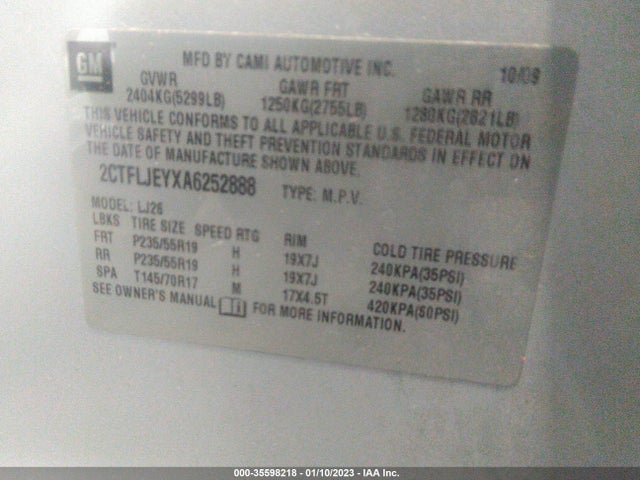 GMC Terrain Slt-2 2010 2CTFLJEYXA6252888 Image 10