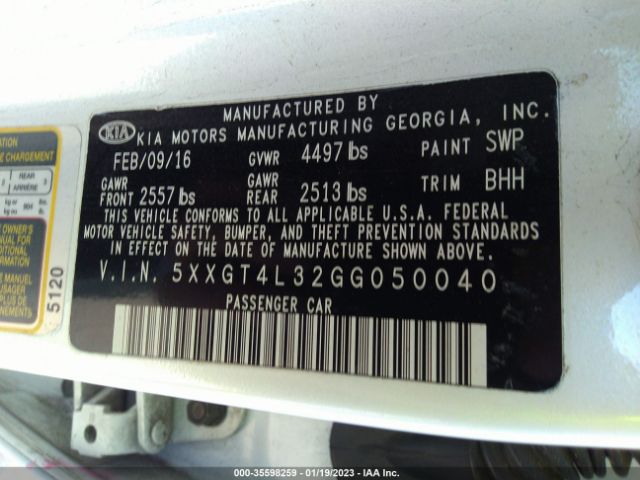 5XXGT4L32GG050040 KIA Optima Lx
