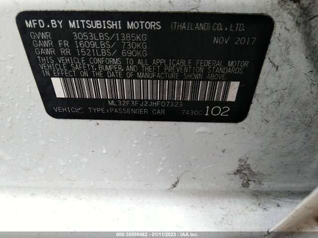 ML32F3FJ2JHF07323 Mitsubishi Mirage G4 Es