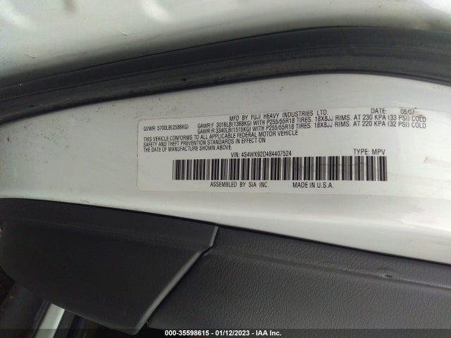 Subaru Tribeca 2008 4S4WX92D484407524 Image 10