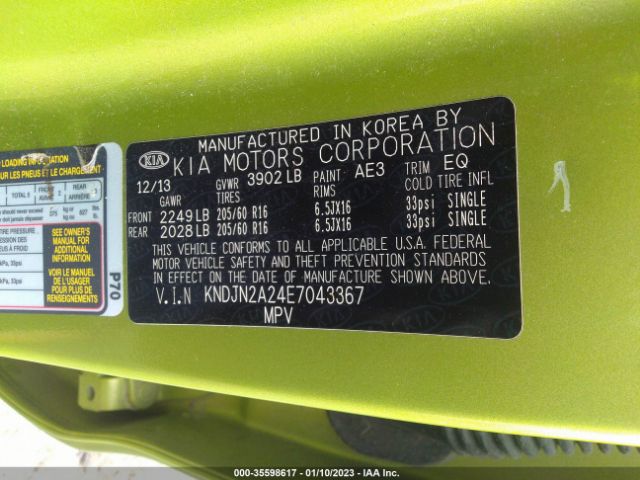 KNDJN2A24E7043367 KIA Soul Base