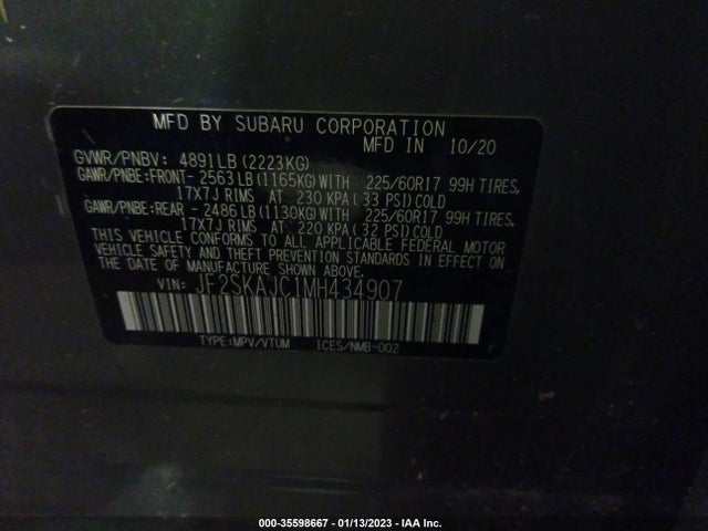 2021 Subaru Forester, VIN: JF2SKAJC1MH434907