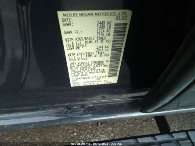 5N1AN08W29C511408 Nissan Xterra Se