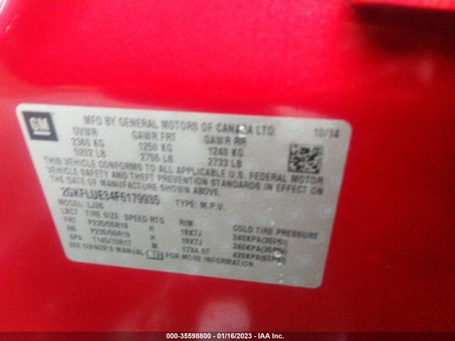2015 GMC Terrain, VIN: 2GKFLUE34F6179935