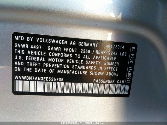 WVWBN7AN3EE535735 Volkswagen CC SPORT