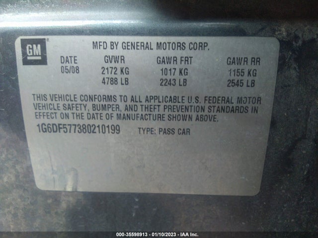Продажа на аукционе авто 2008 Cadillac Cts Rwd W/1sa, vin: 1G6DF577380210199, номер лота: 35598913