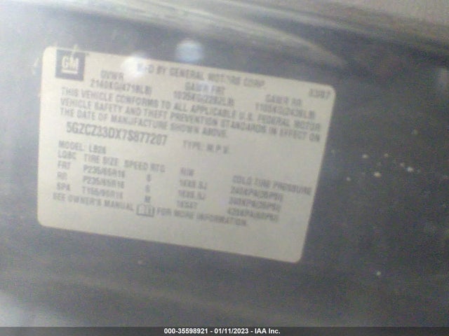 2007 SATURN VUE I4 VIN: 5GZCZ33DX7S877207