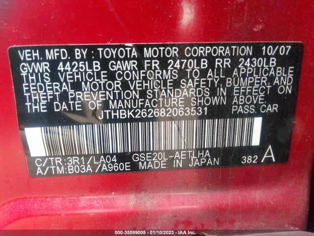 Lexus IS 250 2008 JTHBK262682063531 Image 11