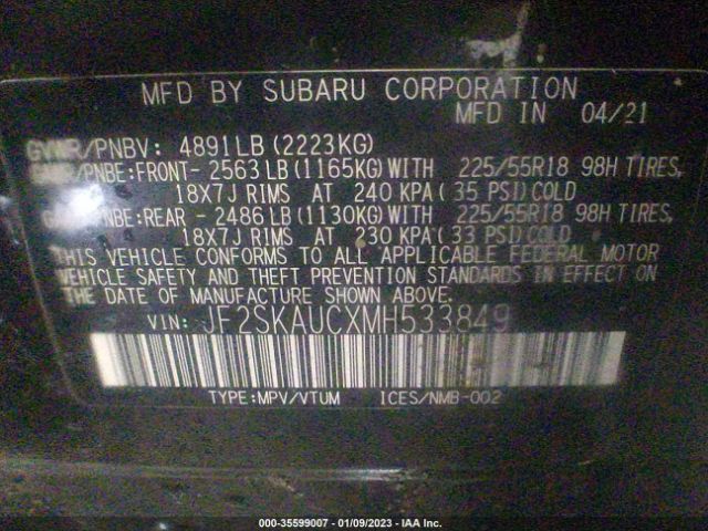 JF2SKAUCXMH533849 Subaru Forester Limited