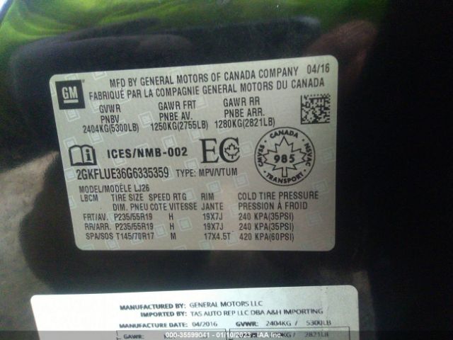 2GKFLUE36G6335359 GMC Terrain Slt