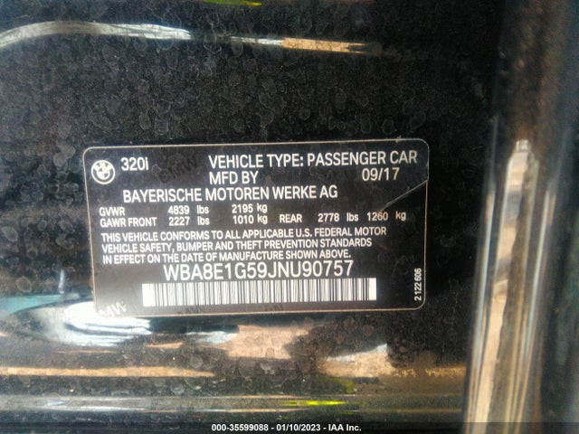 BMW 3 Series 320i 2018 WBA8E1G59JNU90757 Image 9