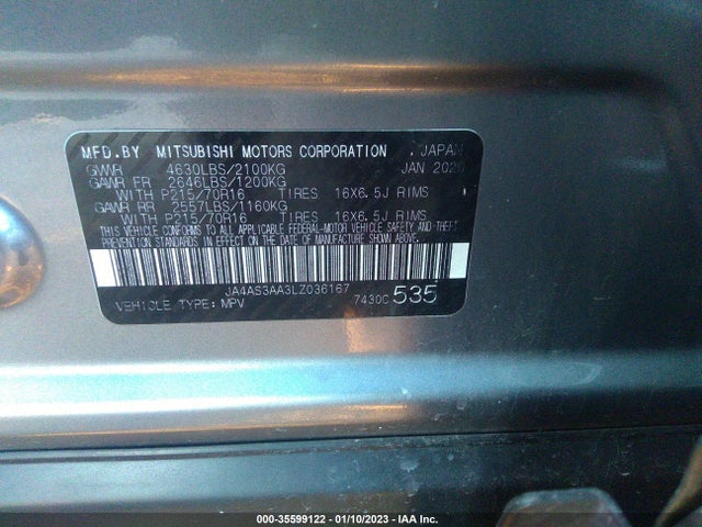 Mitsubishi Eclipse Cross Es 2020 JA4AS3AA3LZ036167 Image 9
