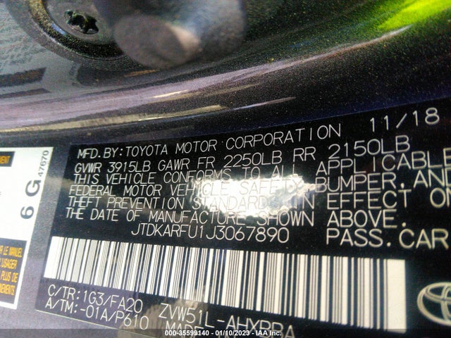 2018 Toyota Prius, VIN: JTDKARFU1J3067890