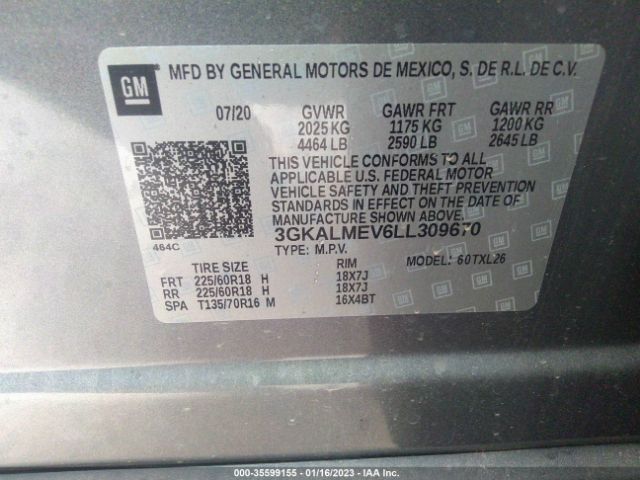 3GKALMEV6LL309670 GMC Terrain Sle