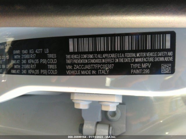 2015 JEEP RENEGADE LATITUDE VIN: ZACCJABT7FPC05387