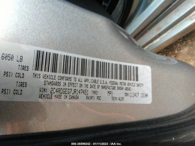 Dodge Grand Caravan Gt 2018 2C4RDGEG7JR147451 Image 9