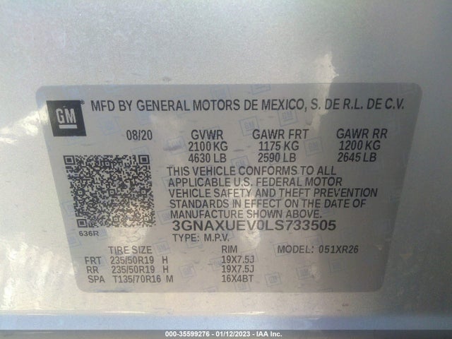 Chevrolet EQUINOX LT 2020 3GNAXUEV0LS733505 Image 10
