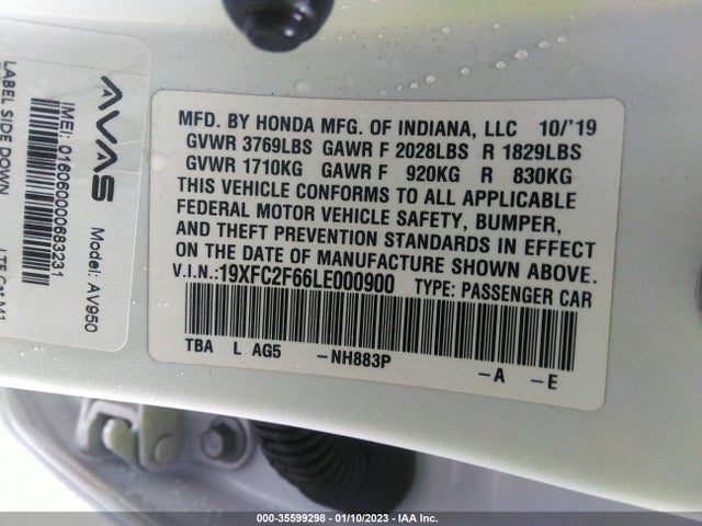 Honda Civic Sedan Lx 2020 19XFC2F66LE000900 Image 11