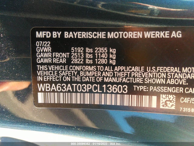 2023 BMW 4 Series, VIN: WBA63AT03PCL13603