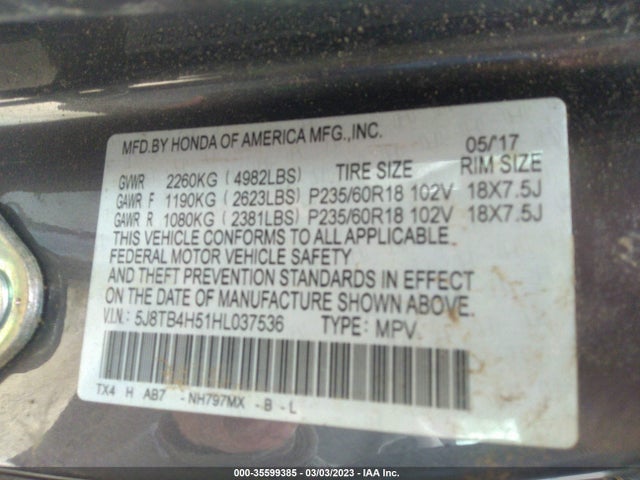 Acura Rdx W 2017 5J8TB4H51HL037536 Image 9