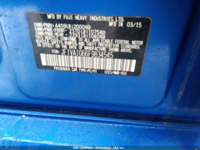 JF1VA1G66F9834545 Subaru Wrx Limited
