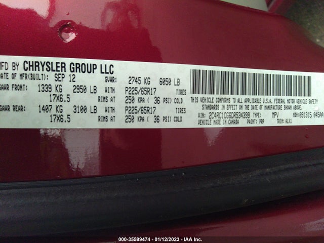 2013 CHRYSLER TOWN & COUNTRY TOURING-L VIN: 2C4RC1CG6DR534399