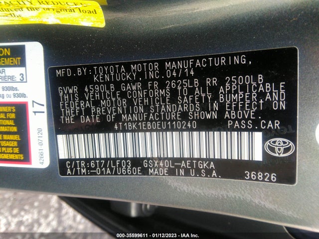 2014 Toyota Avalon, VIN: 4T1BK1EB0EU110240