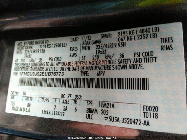 1FMCU9J92EUB76773 Ford Escape Titanium