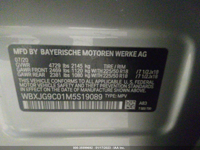 2021 BMW X1, VIN: WBXJG9C01M5S19089