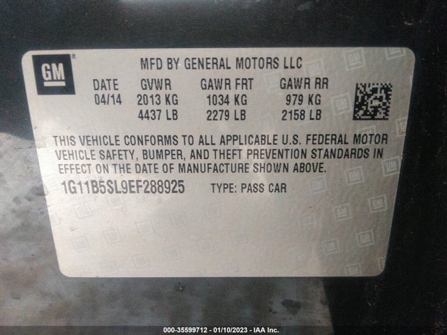 Chevrolet MALIBU LS 2014 1G11B5SL9EF288925 Image 9