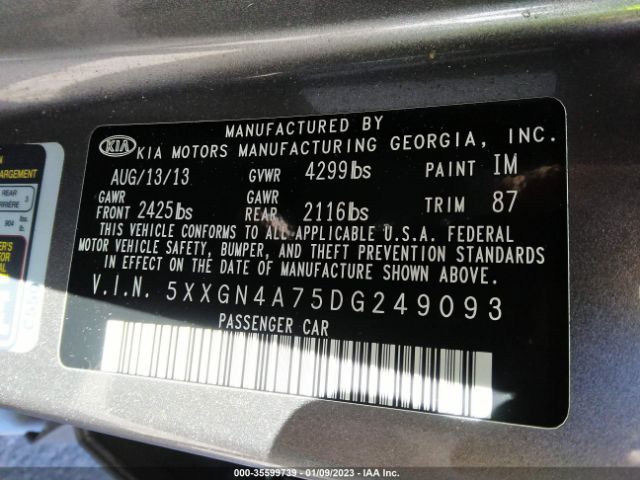 5XXGN4A75DG249093 KIA OPTIMA EX