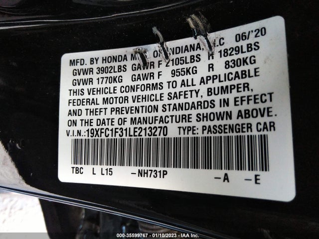 Honda Civic Sedan Ex 2020 19XFC1F31LE213270 Image 10