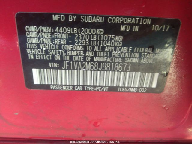 JF1VA2M68J9818673 Subaru Wrx Sti