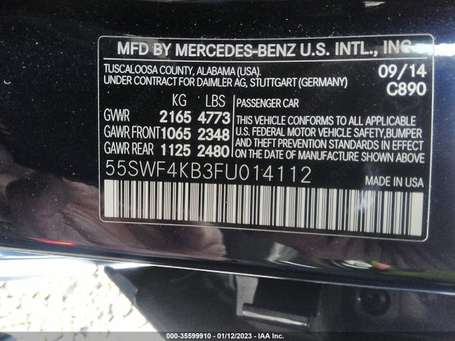2015 Mercedes-Benz C-Class, VIN: 55SWF4KB3FU014112