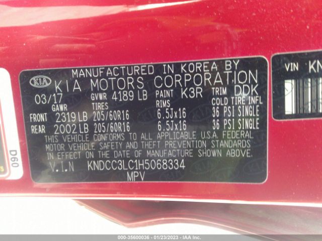 KNDCC3LC1H5068334 KIA NIRO EX